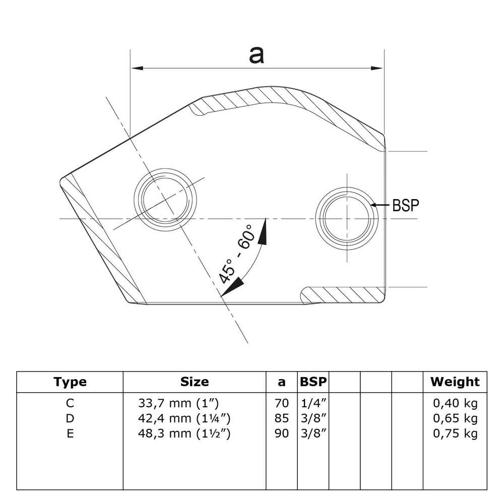 Doos Verstelbaar Kort T-stuk-D / 42,4 mm (30 stuks)